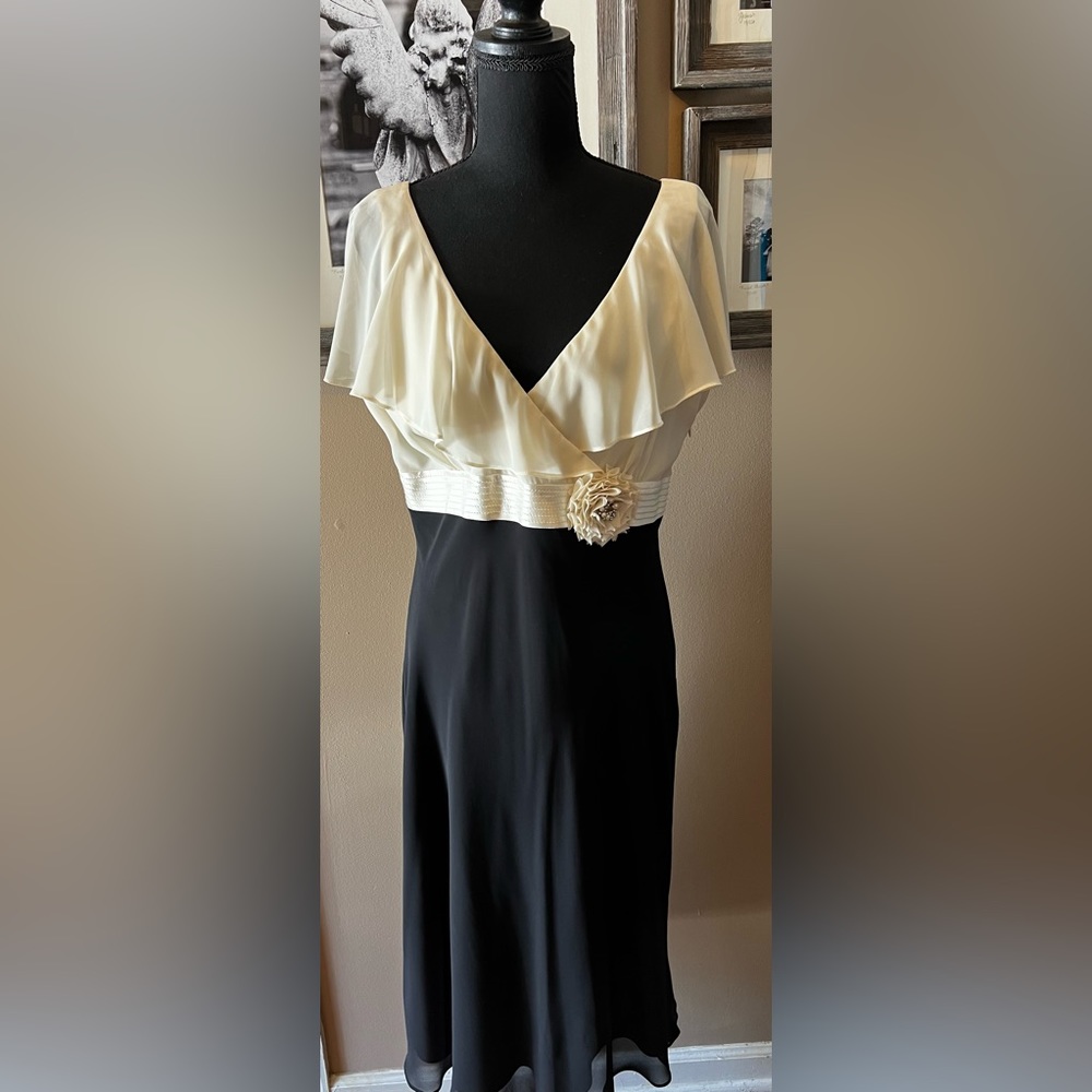 Liz Claiborne cream and black dress